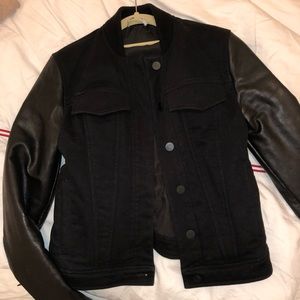 T by Alexander Wang black denim and leather jacket